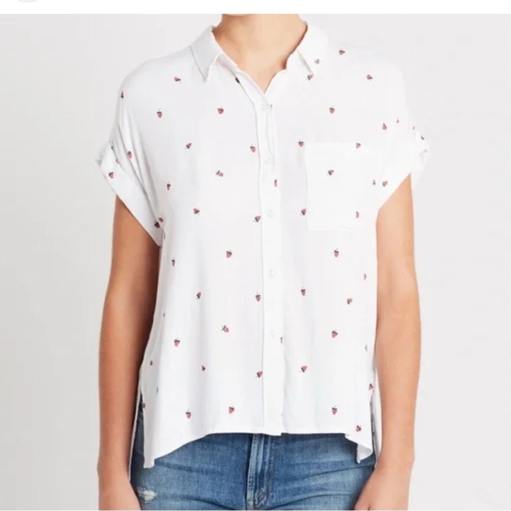 Rails White Button Down Shirt with Red Print